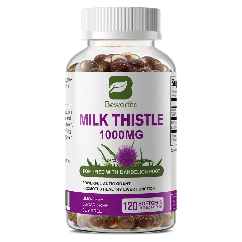 BEWORTHS Milk Thistle Extract Capsule for Liver Health Detox Liver Function Health Skin Care Gut Wellness Gluten Free Vegan