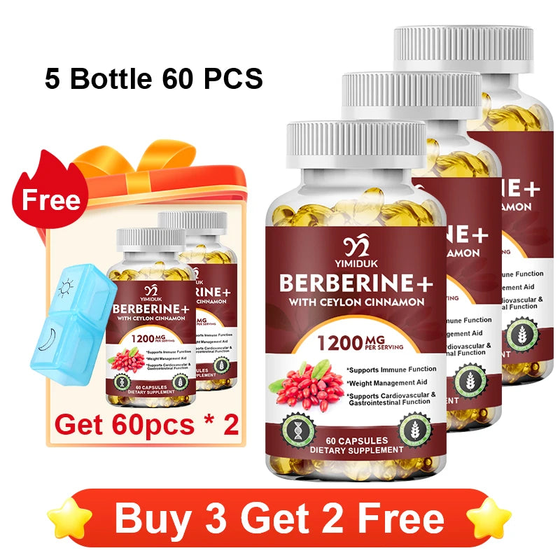 Premium Berberine + Ceylon Cinnamon Supplement, Supports Cardiovascular Health, Glucose Balance, Immunity & Digestive Wellness