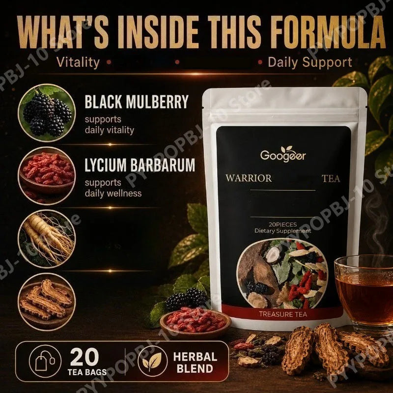 Googeer Botanical Herbal Supplement Blend 20 Bags with Black Mulberry Goji Berry Daily Wellness for Men