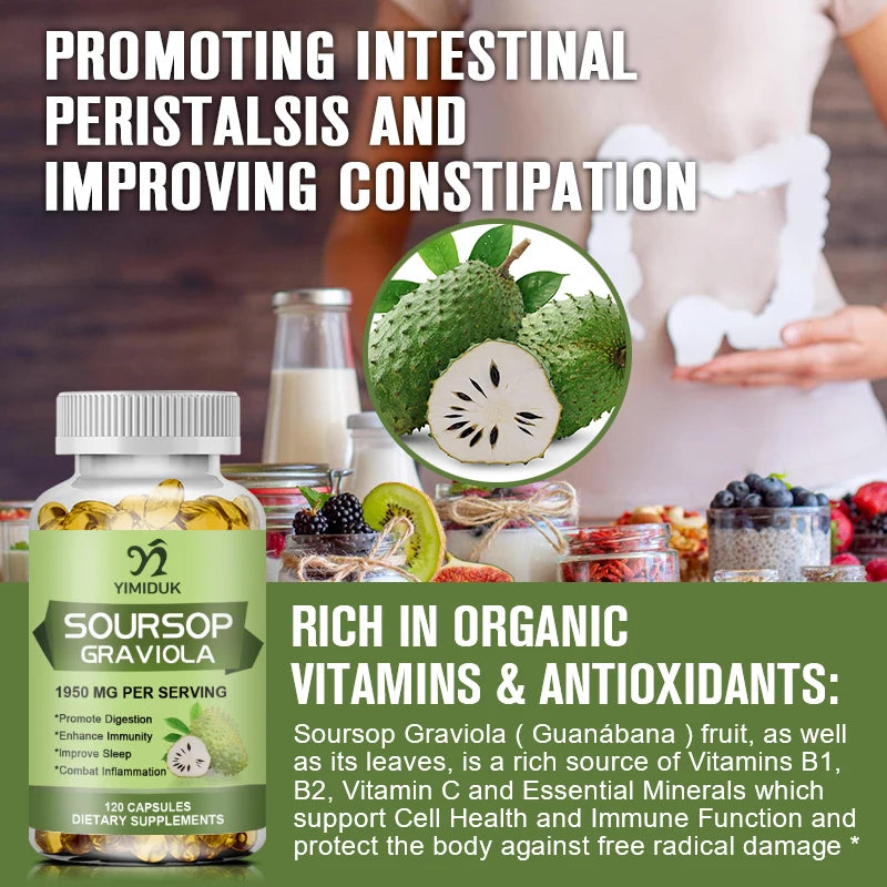 YIMIDUK Graviola Soursop Supplement, Supports Immune Health, Digestive Comfort, Sleep Quality & Overall Body Wellness Daily