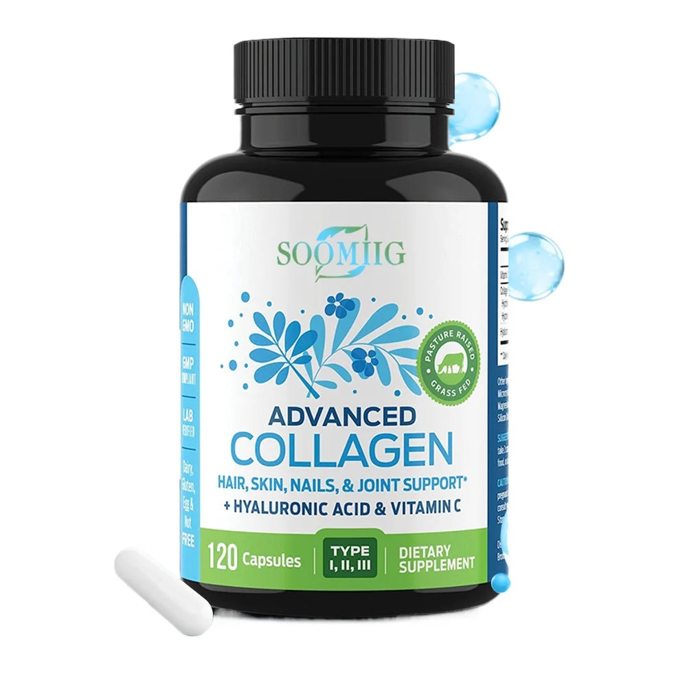Multi Collagen Capsules, Hydrolyzed Collagen Supplement for Hair Skin Nails Joint & Bone Health, Anti-Aging Antioxidant Support
