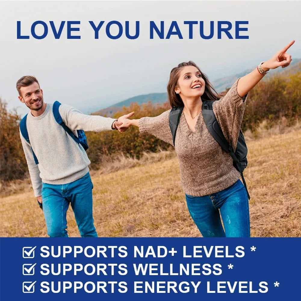 NAD Supplement - with Nicotinamide Riboside & Resveratrol, Natural Energy, Cellular Health, Anti Aging, Enhance Immunity