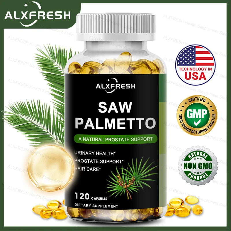 Saw Palmetto Capsules High Potency for Prostate, Urinary Tract ,Bladder Hair Health Supplement