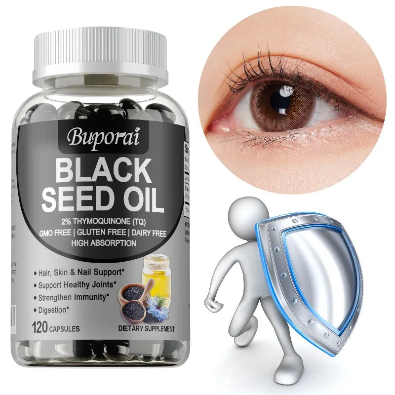 Premium Black Seed Oil 120 Capsules - Support Overall Health | Immune System Support, Non-GMO, Gluten-Free Supplement