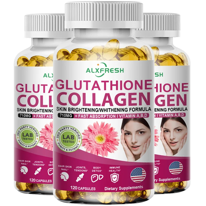 Multi Collagen Pills with Hyaluronic Acid + Vitamin C | Hydrolyzed Collagen Glutathione | for Women & Men Skin Nail Hair Health