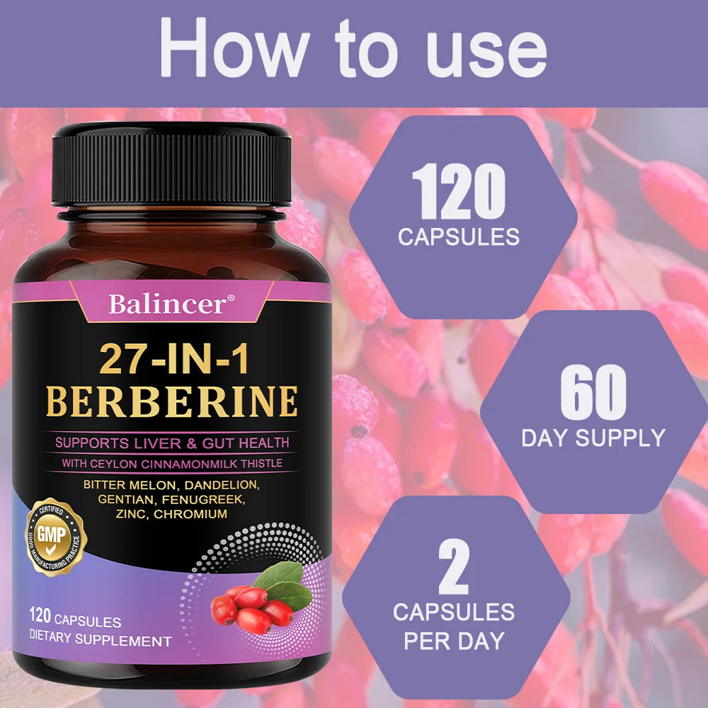 Berberine Dietary Supplement - with Ceylon Cinnamon,Metabolism, Healthy Weight Management, Circulatory Health,Immune System