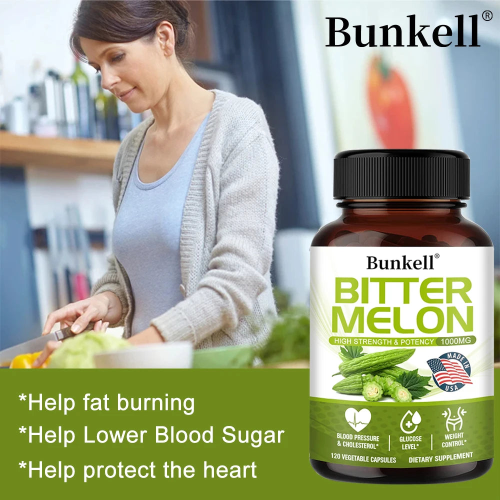 Natural Bitter Melon Extract Capsules 1000mg, Plant Supplement, Support Weight Management, Metabolic Health & Daily Body Balance