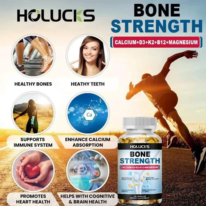 Calcium & Magnesium Supplement with Vitamin D3 K2, Supports Bone Density, Muscle Function, Joint Flexibility & Long-Term Health