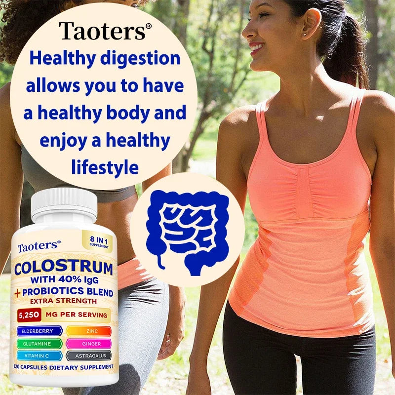 Colostrum Supplement, Contains 40% IgG + Probiotic Mixture, Support Gut, Muscle & Immune Health, Boost Immunity, for Men & Women