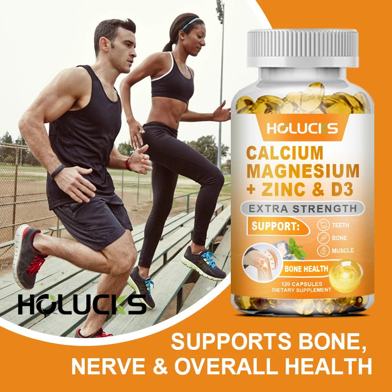 Calcium Magnesium Zinc Supplement, with Vitamin D3, Supports Strong Bones & Teeth, Muscle Health, Immunity & Enhanced Absorption