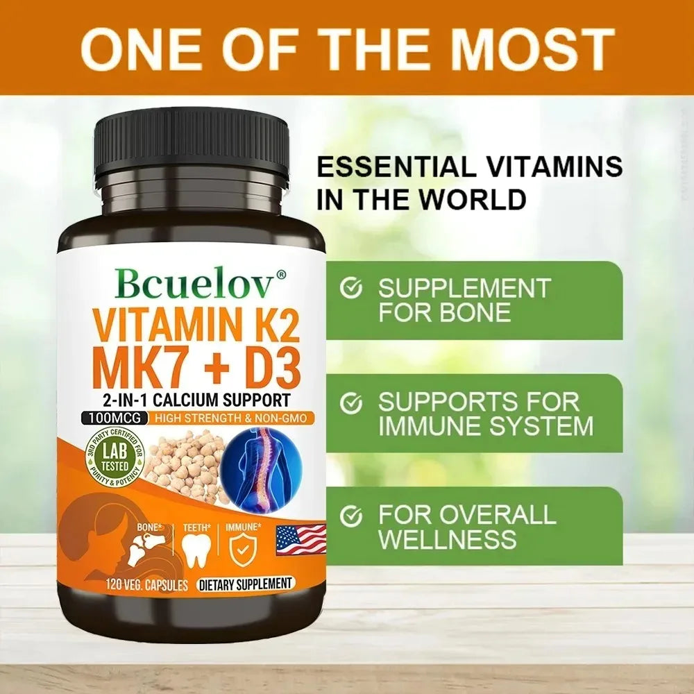 Natural Vitamin D3 K2 Softgels for Heart, Joint and Bone Health, D3 K2 Multivitamin Supplement