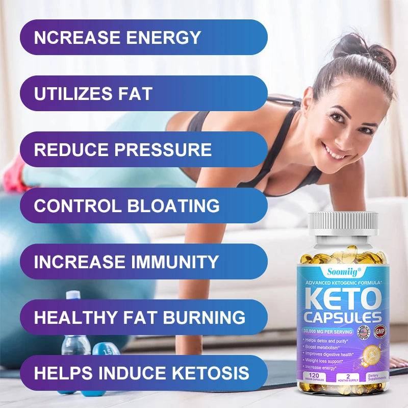 Keto Capsules Supplement for Keto Diet, Boost Fat Metabolism, Weight Management, Detoxification, Energy & Mental Focus