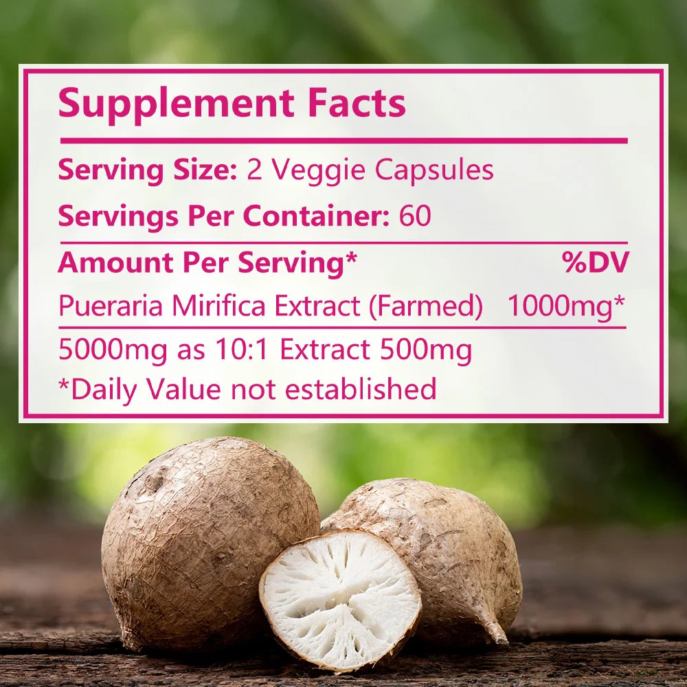 Pueraria Mirifica Supplements - 1000 Mg, Supports Breast Roundness, Firmness, Elasticity and Improves Women's Self-confidence