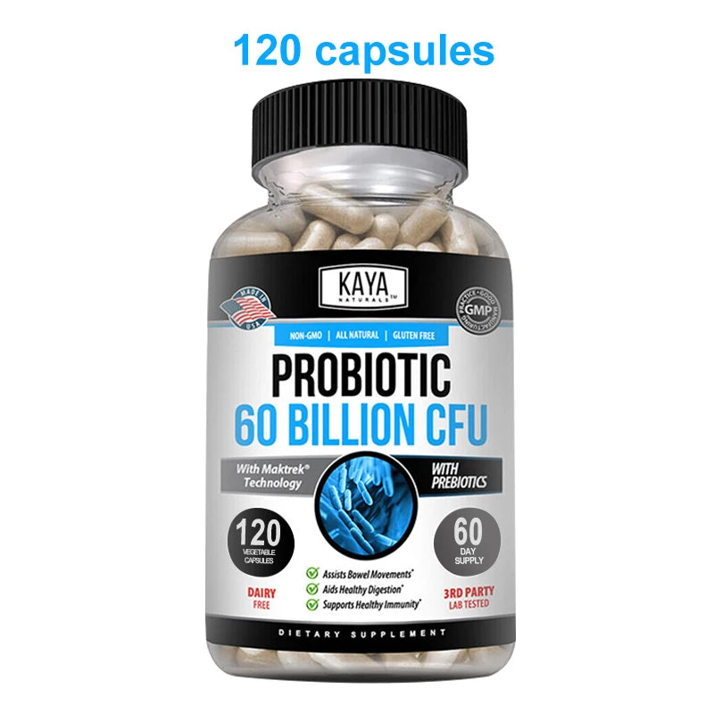 Probiotic 60 Billion CFU - Probiotics for Women and Men, Gut Health & Immune Support Supplement, Provides Digestive Support