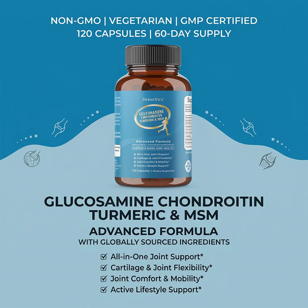 Glucosamine Chondroitin MSM | Joint Support Supplement Bone Health Support Flexibility & Cartilage Maintenance for Men & Woman