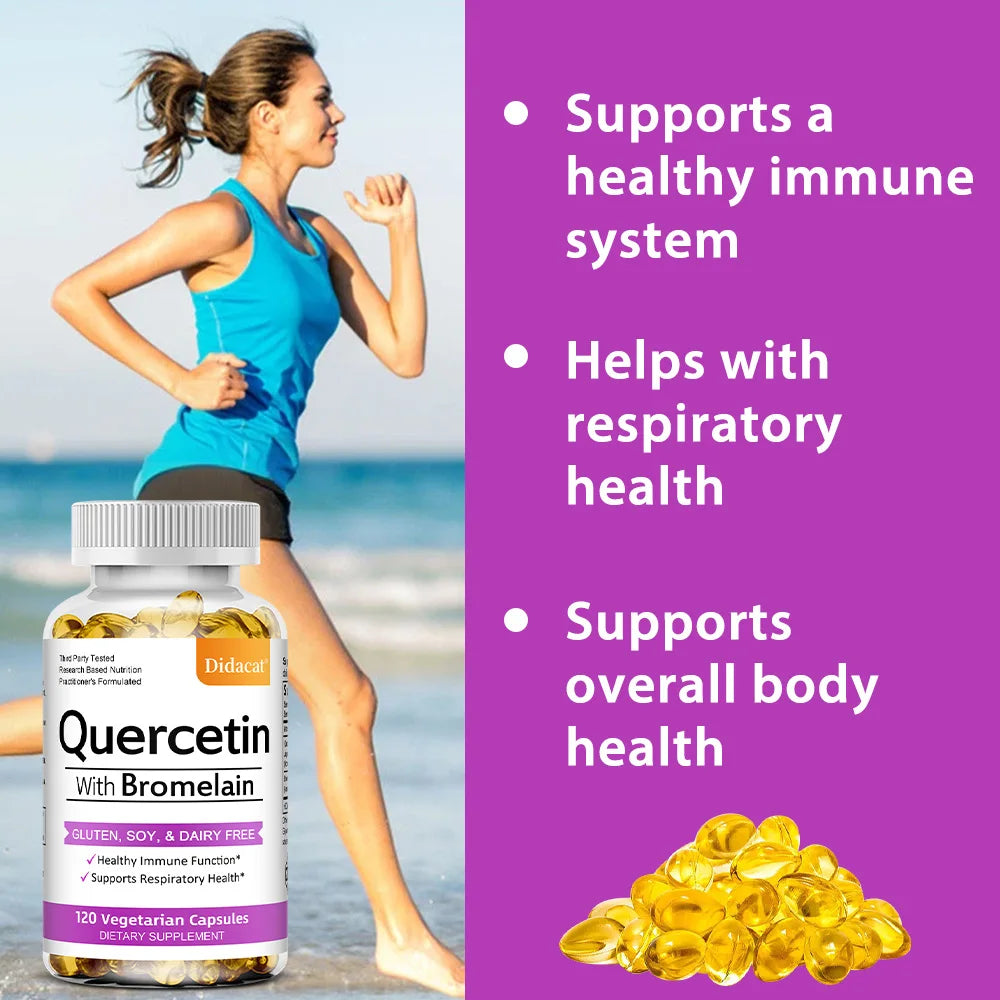 Quercetin with Bromelain Supplement, Enhance Immunity Respiratory, Antioxidant and Help Maintain Cardiovascular Health