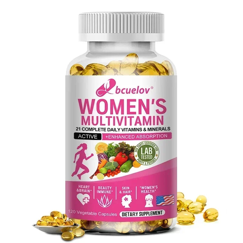 Daily Multivitamin for Women Capsules - Multivitamin and Multimineral Supplement for Skin Hair Health Energy Immune Support
