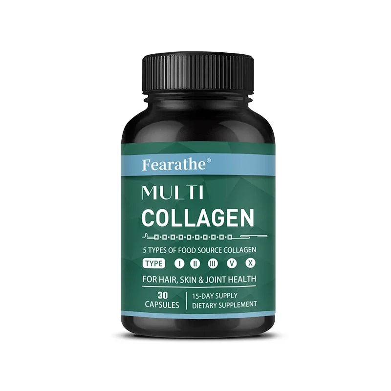 Advanced Multi Collagen with Vitamin C, Hair Skin and Nails Health Vitamins for Women and Men - with Types I II III V X