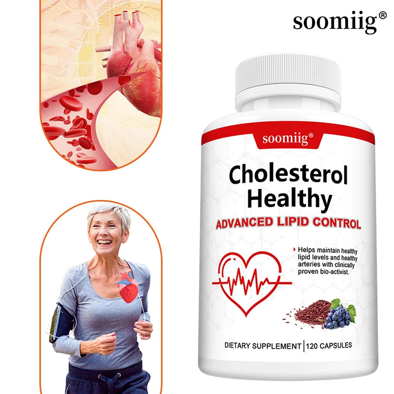 Red Yeast Rice Extract with Grape Seed Supplement Capsules for Heart Health Support - Skin & Eye Wellness, Vegan Friendly