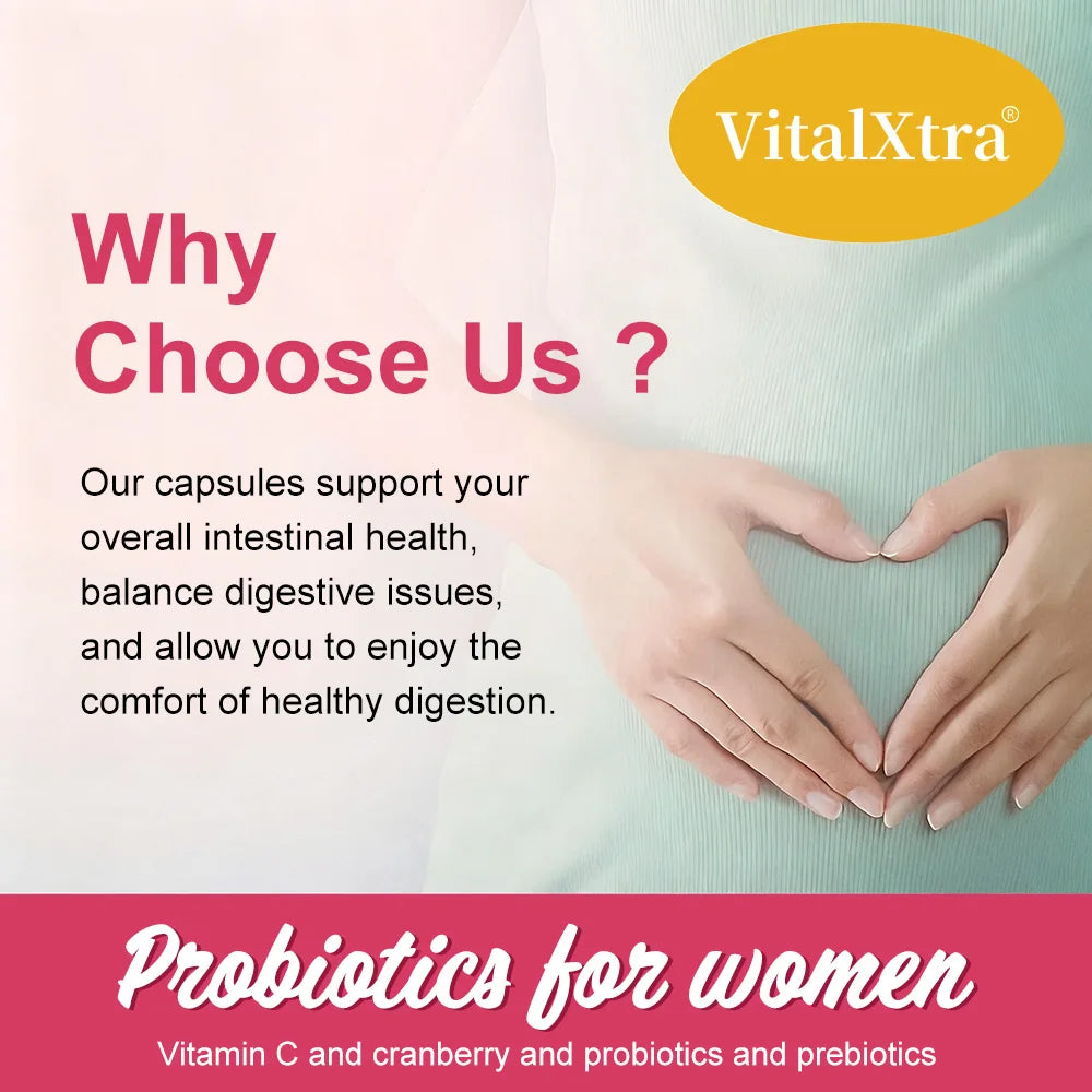 Women’s Probiotic -  Contains Prebiotic Cranberry, Improves Intestinal Health, Improves Digestion, and Relieves Bloating and Gas