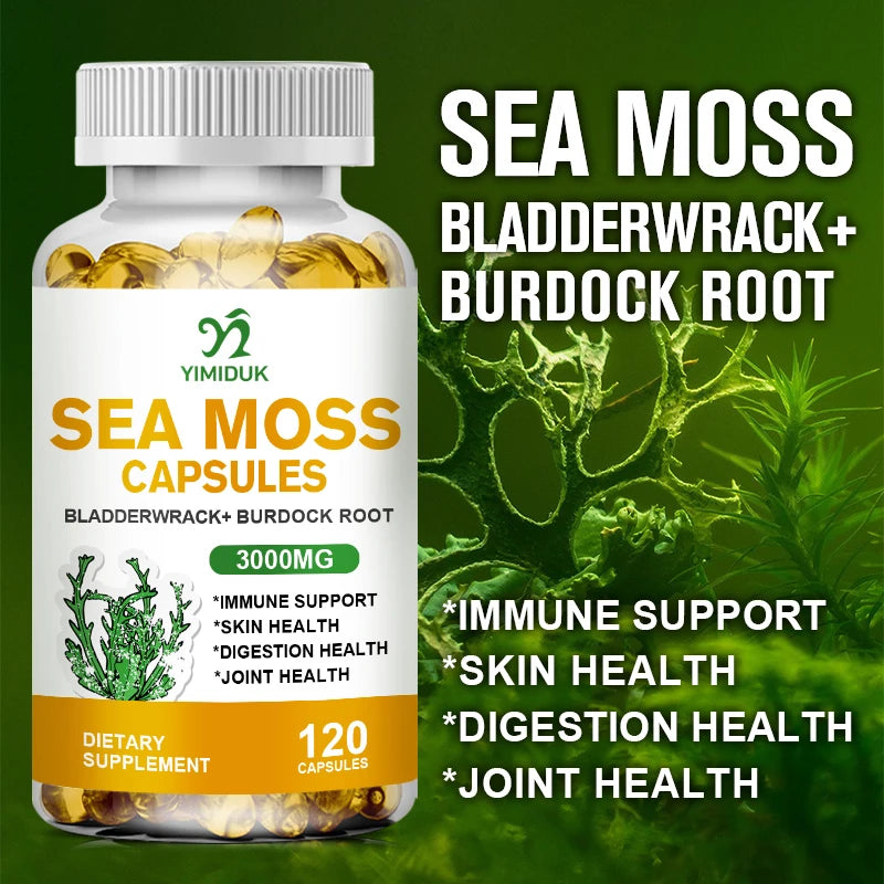 Buy 1 Get 1 Free! Organic Sea Moss Supplement, for Thyroid & Skin Health, Boosts Immunity, Energy & Digestion, GMP Certified