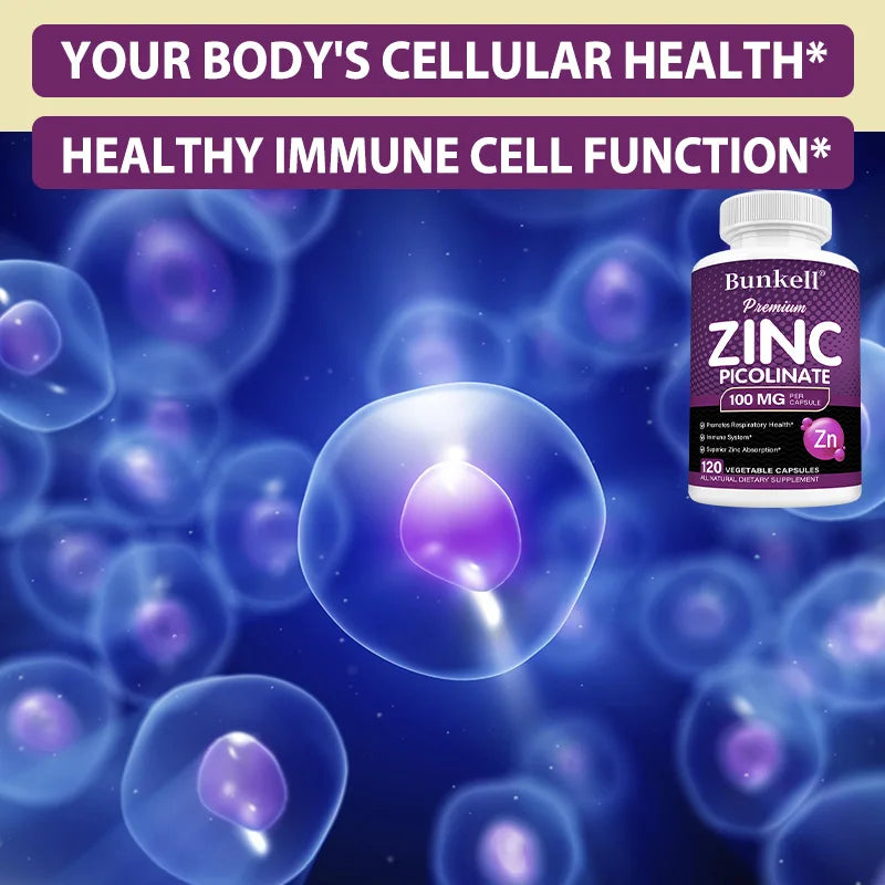 Premium Zinc Picolinate 100mg, High Absorption, Immune Support, Respiratory Health, Energy Production & Sleep Supplement
