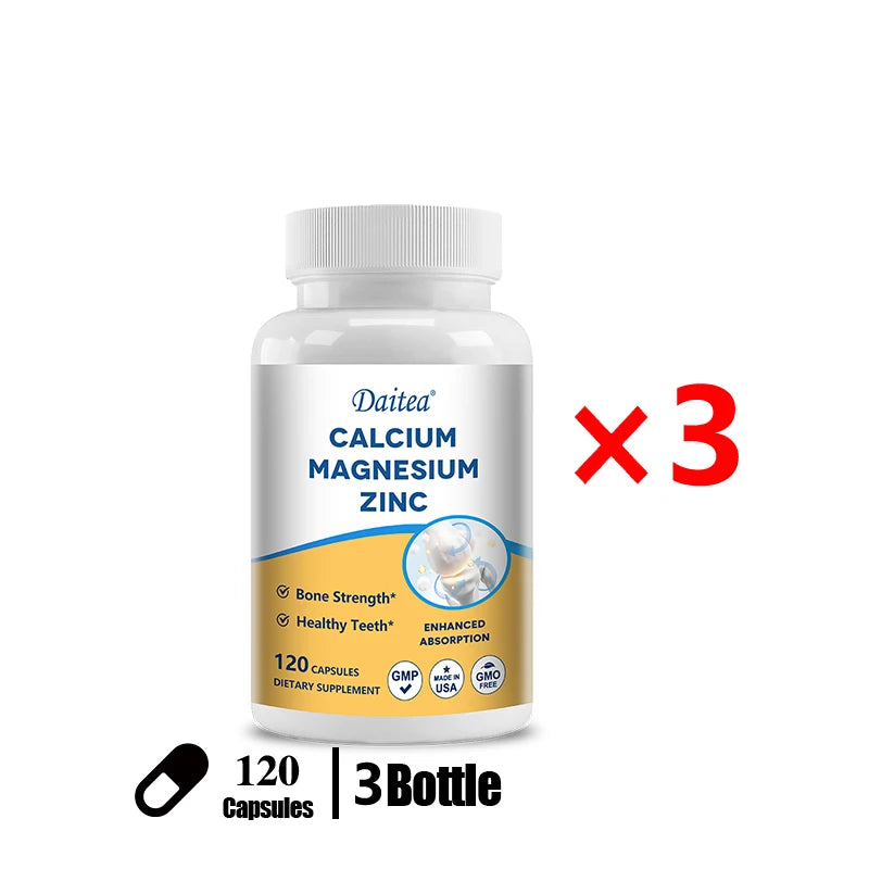Calcium, Magnesium, Zinc Supplement - Supports Bone Health and Immune System Enhances Nutrient Absorption