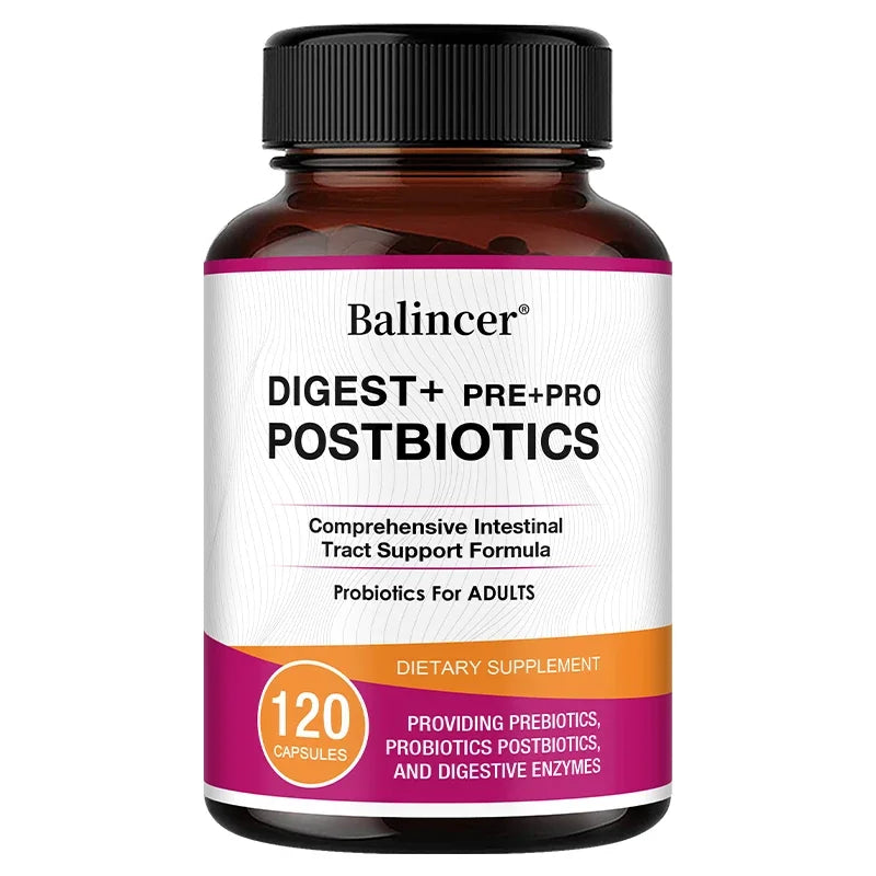 Postbiotics Digestive Enzymes Supplement - Gas & Bloating Relief, Digestion and Intestinal Health for Adults Men and Women