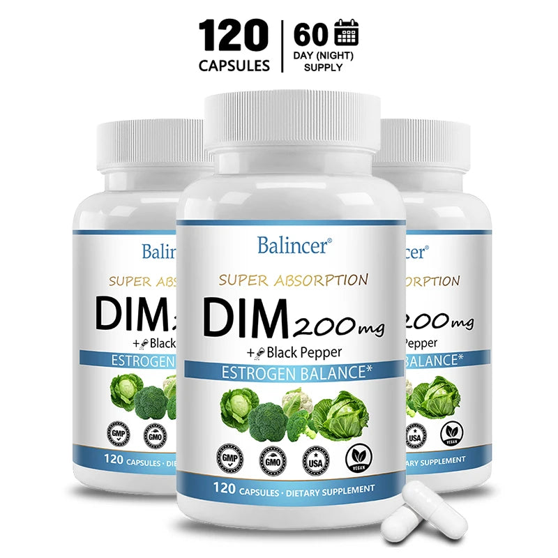 DIM Supplement 250mg with Piperine 5mg - Hormone Balance, Menopause Relief & Metabolism Support, Healthy Weight Management