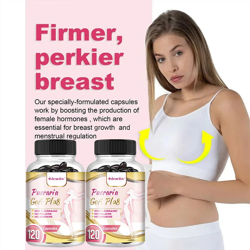Pueraria Mirifica Capsules 500mg, Help Breasts Firm, Elastic & Curves, Estrogen Balance, Menopause Support & Skin Nourishment