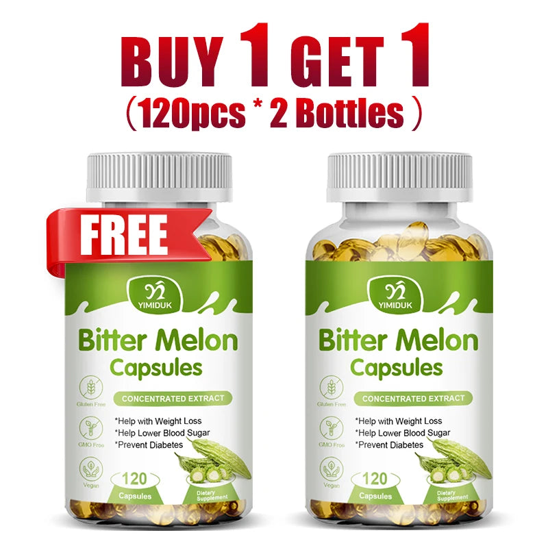 Buy 1 Get 1 Free! Bitter Melon Extract Supplement, for Natural Blood Sugar, Metabolism Booster & Weight Management Aid, Vegan