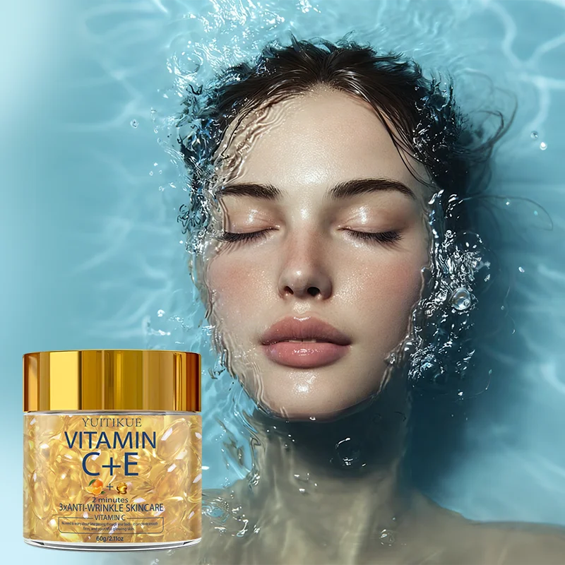 YUITIKUE Vitamin C + E Anti-Wrinkle Capsules - 60g 2-Minute 3x Anti-Aging Skincare for Smooth, Firm & Glowing Skin