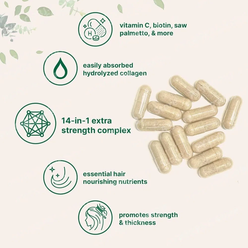 Hair Vitamins Complex Capsules 60 Count Hair Growth Health Support Dietary Supplement with Biotin for Women Men Daily Care