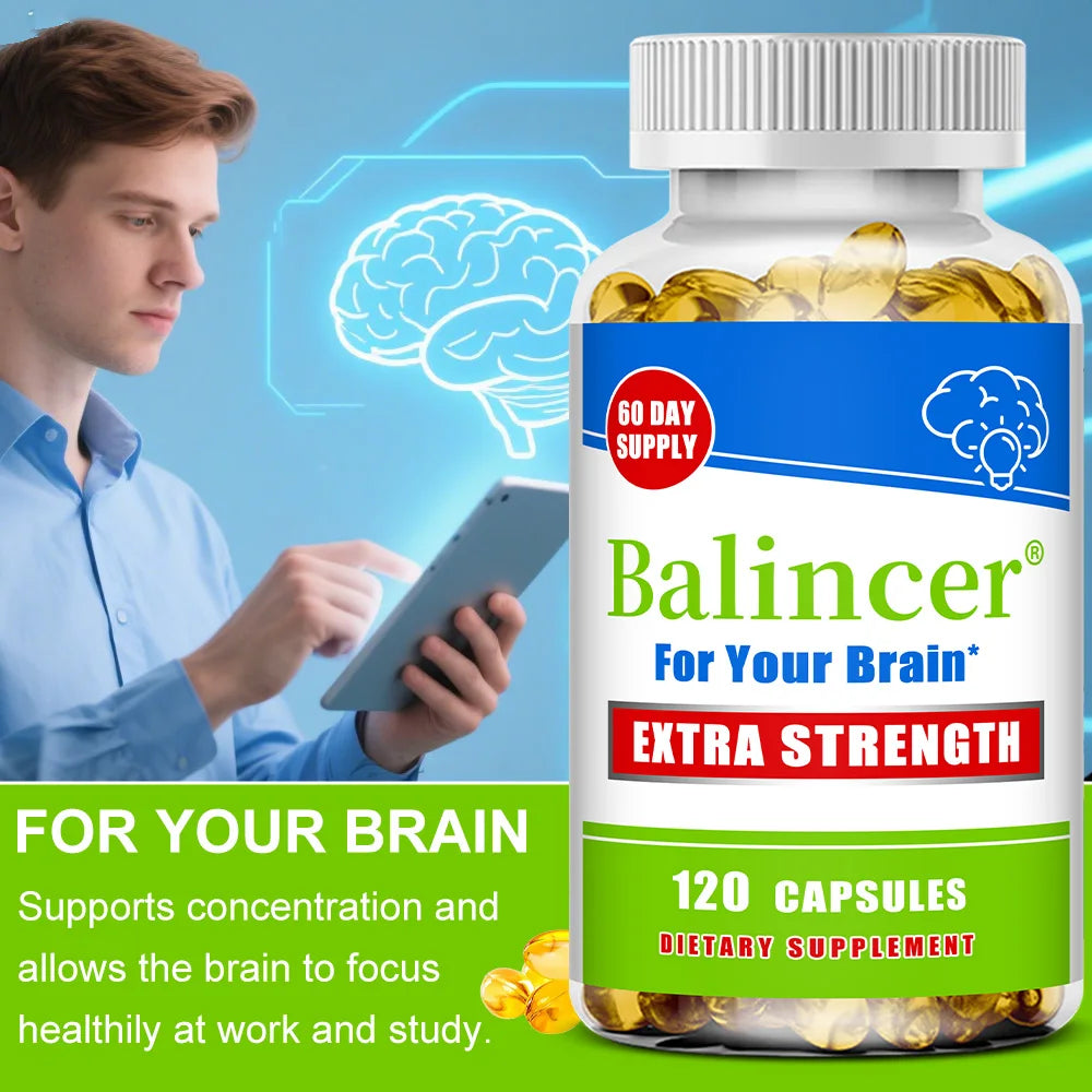 Vitamin D Capsules, Natural Brain Health Supplement, Support Cognitive Function, Memory, Concentration, Immune & Muscle Wellness
