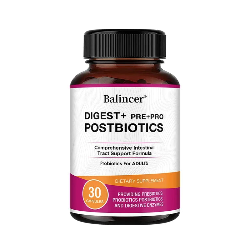 Postbiotics Digestive Enzymes Supplement - Gas & Bloating Relief, Digestion and Intestinal Health for Adults Men and Women