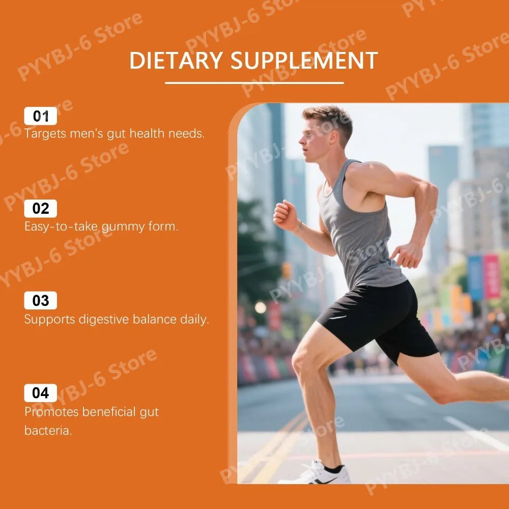 Docteat Peachy Clean Men's Digestive Health Gummies Prebiotic & Probiotic Blend Peach Flavor 60 Gummies Dietary Supplement