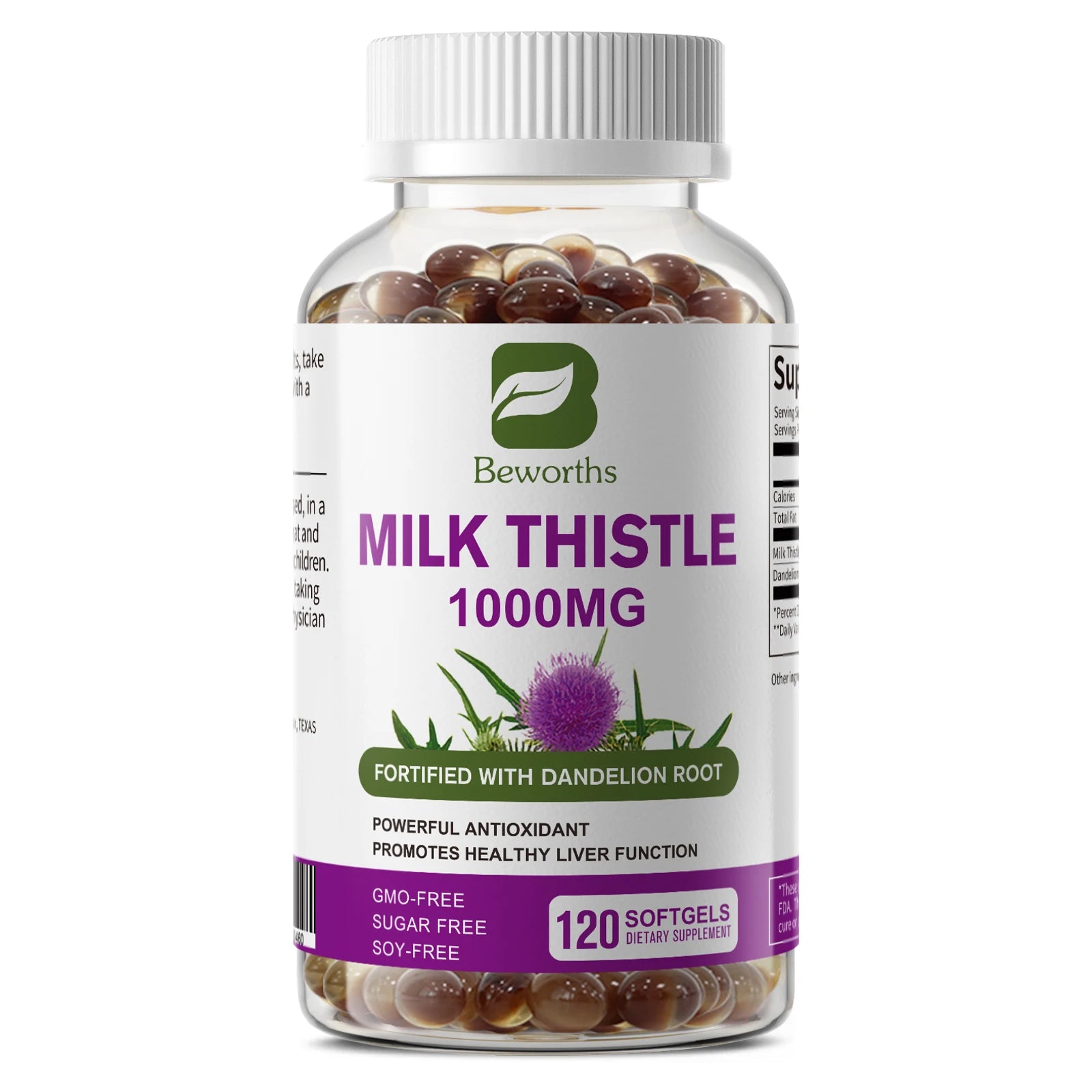 BEWORTHS Milk Thistle Extract Capsule for Liver Health Detox Liver Function Health Skin Care Gut Wellness Gluten Free Vegan