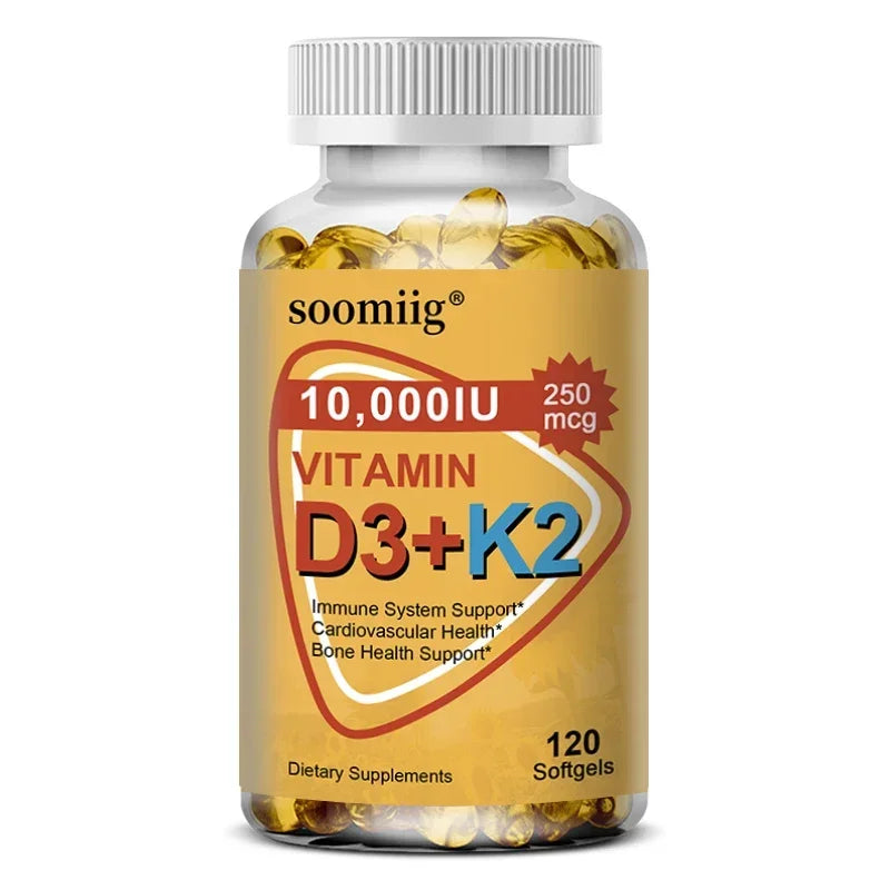 Vitamin D3 K2 Softgel Capsule Supplement Support Joint, Bone and Immune Health Strong Bones & Healthy for Men Women