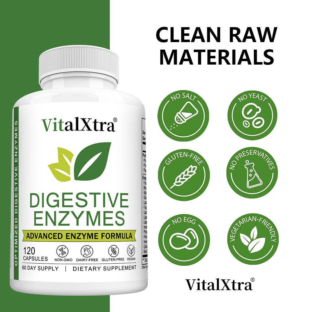 Digestive Enzyme Supplement-Supports Nutrient Absorption, Gut Health, Boosts Immunity, Non-GMO, Suitable for Both Men and Women