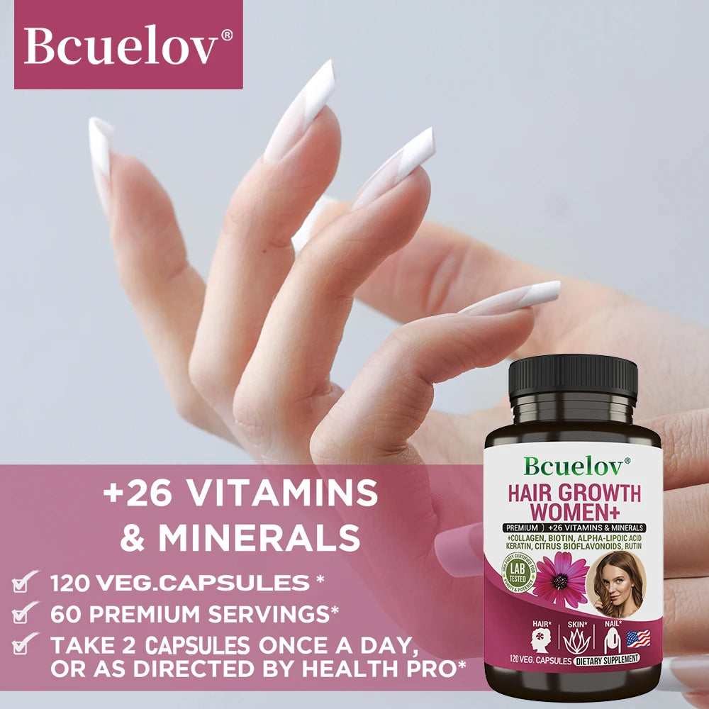 Women Daily Multivitamin Multimineral Capsules, Biotin, Support Hair Skin Nail Joint Bone Heart Health, Boost Energy & Immunity