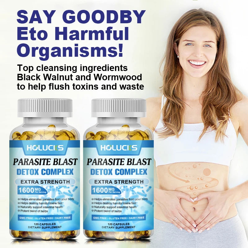 Extra Strength Parasite Cleanse Supplement, Natural Herbal Blend, Support Intestinal Health & Full Body Detox for Men & Women