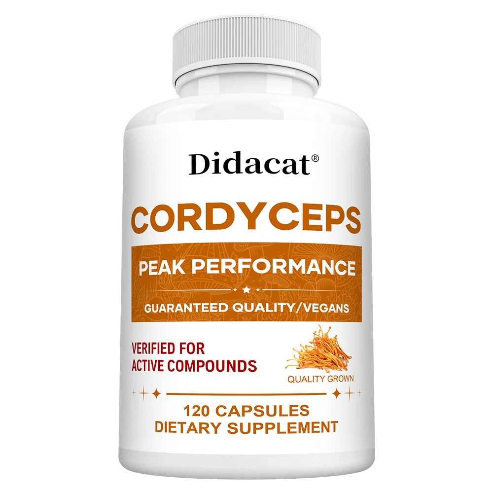 Cordyceps Mushroom Capsules 1000mg, Natural Wellness Supplement, Support Brain, Energy, Stamina, Immune & Cardiovascular Health
