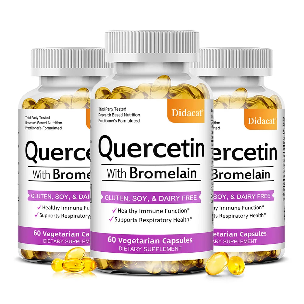 Quercetin with Bromelain Supplement, Enhance Immunity Respiratory, Antioxidant and Help Maintain Cardiovascular Health