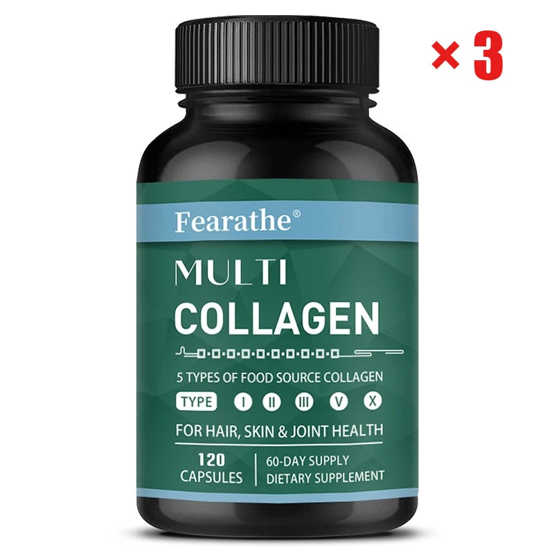 Advanced Multi Collagen with Vitamin C, Hair Skin and Nails Health Vitamins for Women and Men - with Types I II III V X