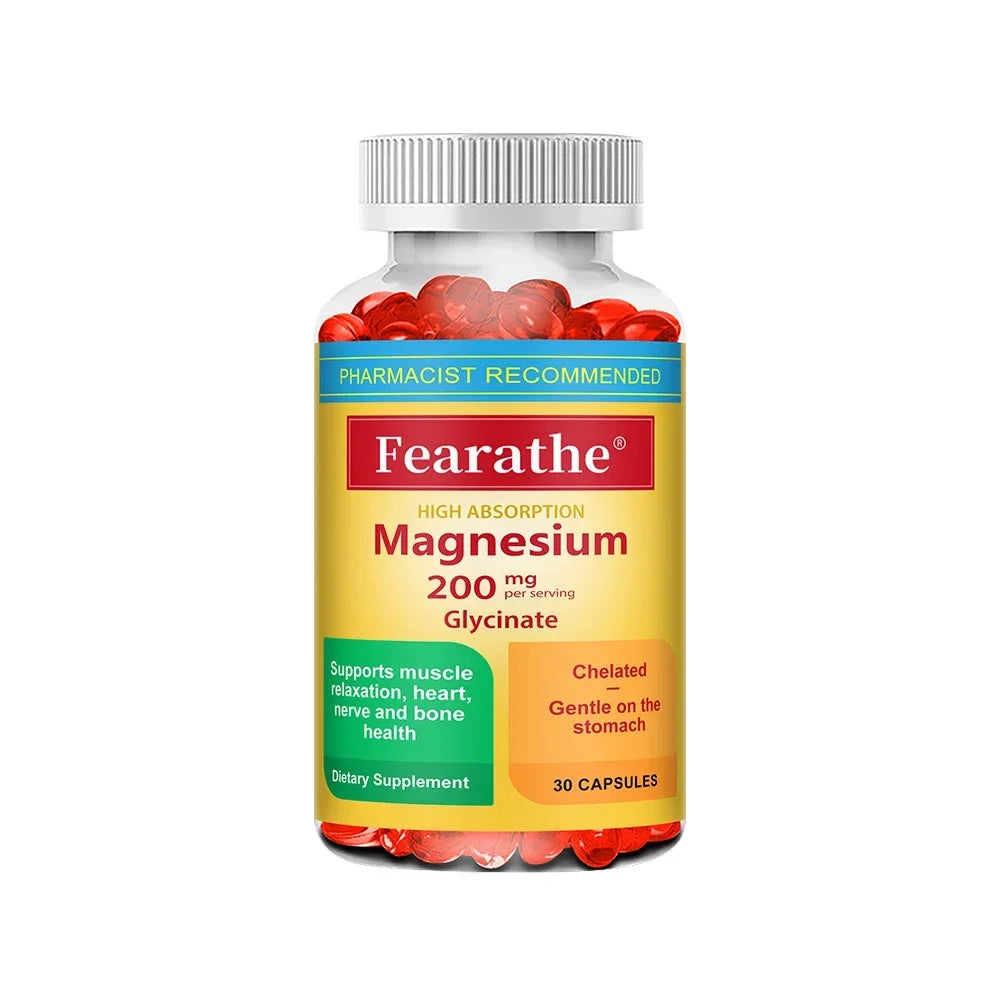 200 Mg Magnesium Glycinate Capsules To Improve Sleep Quality, Support Joint and Bone Marrow Health, and Boost The Immune System