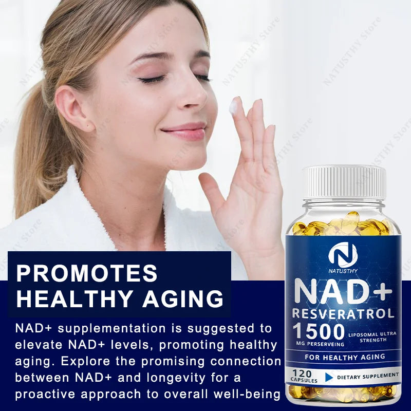NAD Capsules Supplements - With Trans-Resveratrol, Natural Energy, Anti-aging & Cellular Health, Strengthens The Immune System