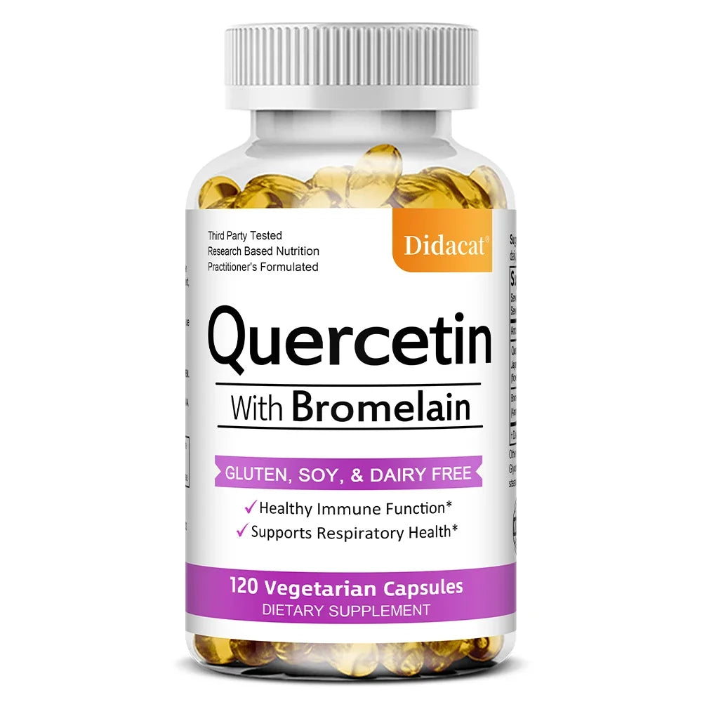 Quercetin with Bromelain Supplement, Enhance Immunity Respiratory, Antioxidant and Help Maintain Cardiovascular Health
