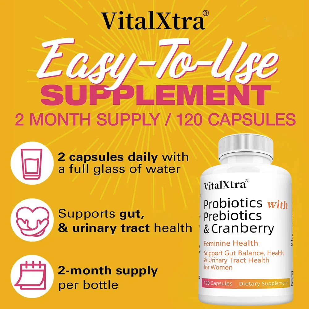 Women’s Probiotic -  Contains Prebiotic Cranberry, Improves Intestinal Health, Improves Digestion, and Relieves Bloating and Gas