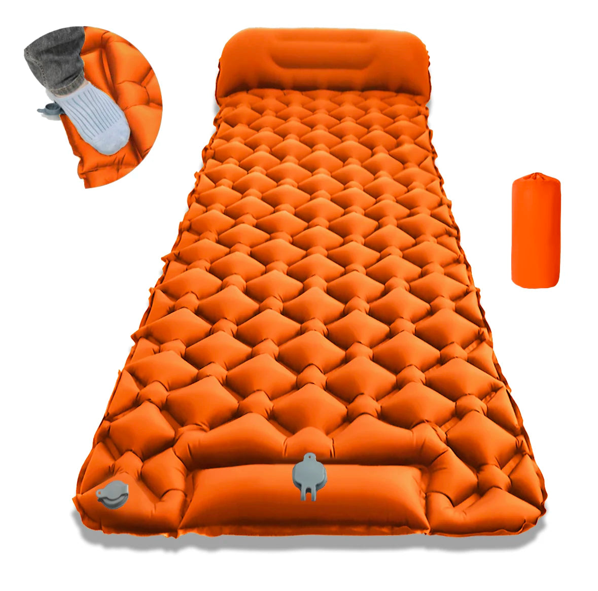 190*60cm Outdoor Camping Inflatable Mattress Sleeping Pad With Pillows Ultralight Air Mat Built In Inflator Pump Hiking RV