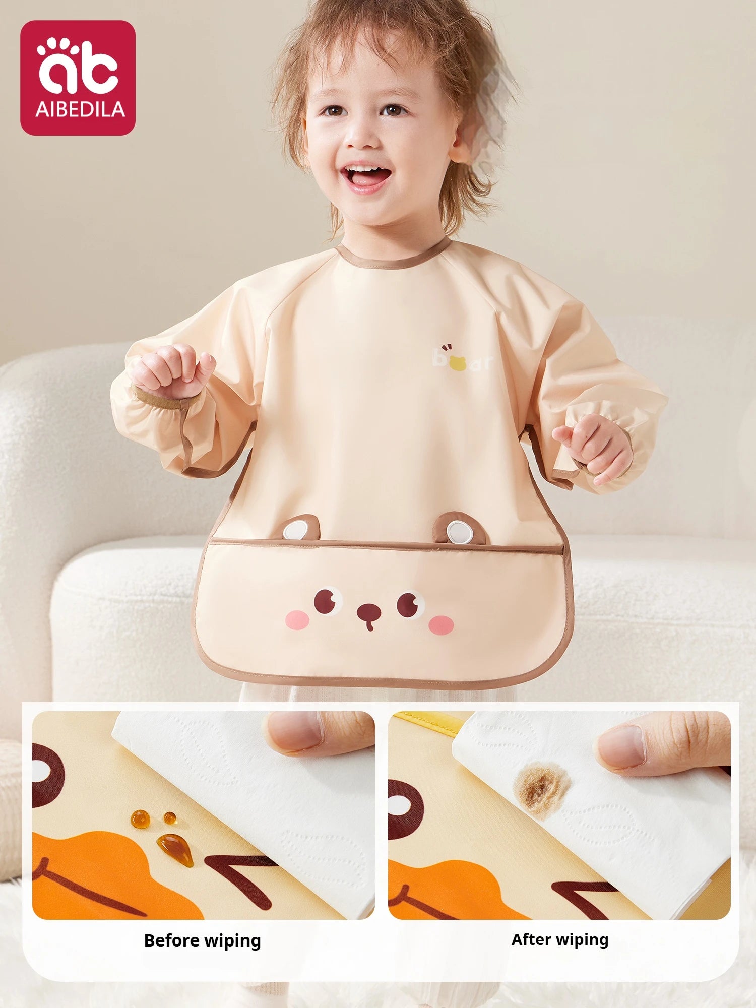 AIBEDILA Baby Eating Overalls Waterproof Children's Bibs Anti-Dressing Aprons Male Treasure Female Baby Food Supplement